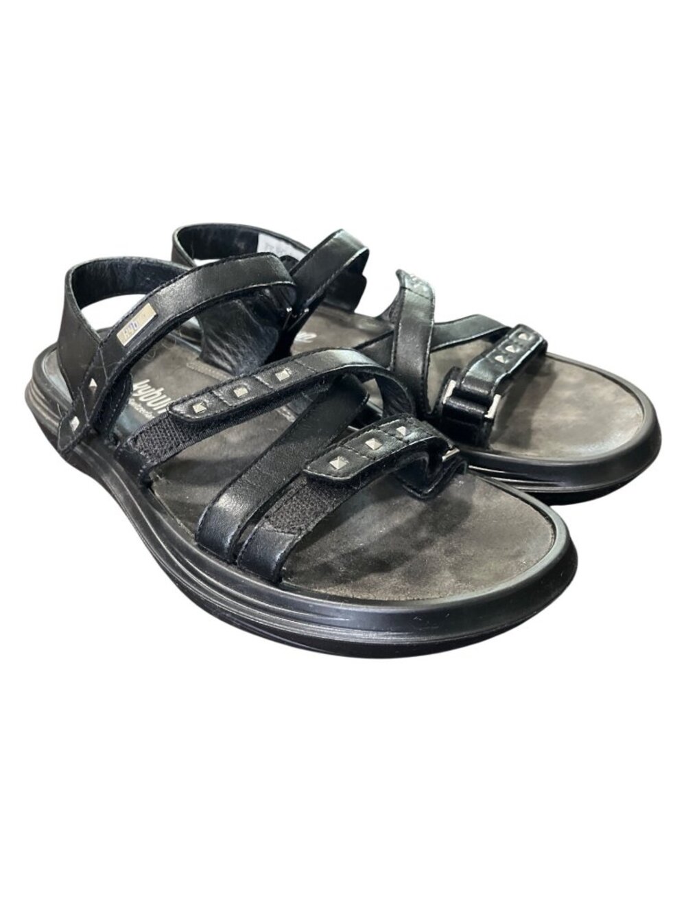 Kybun Women Size US 7.5 Genf 17 Sandals Studded Black Leather Adjustable Straps